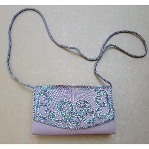 Blue Iridescent Beaded Evening Bag La Regale